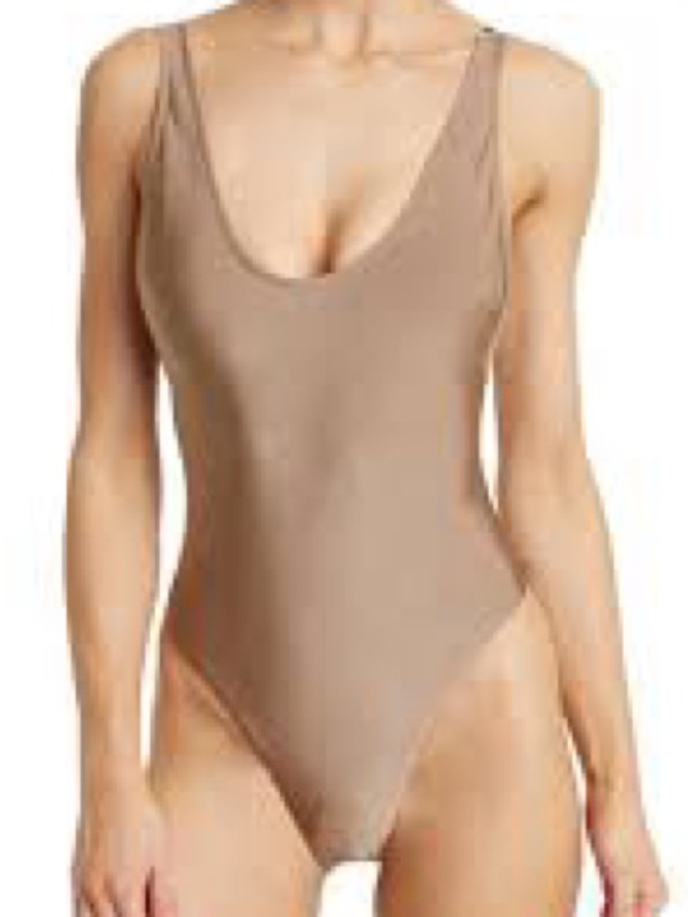 Good American Women’s Scoop Neck Bathing suit in Tan/ gold